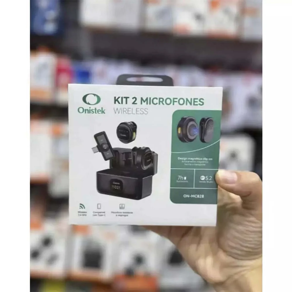 Imagem 4 de 5 do produto Kit 2 Microfone Lapela Sem Fio Botão Profissional Usb C Novo