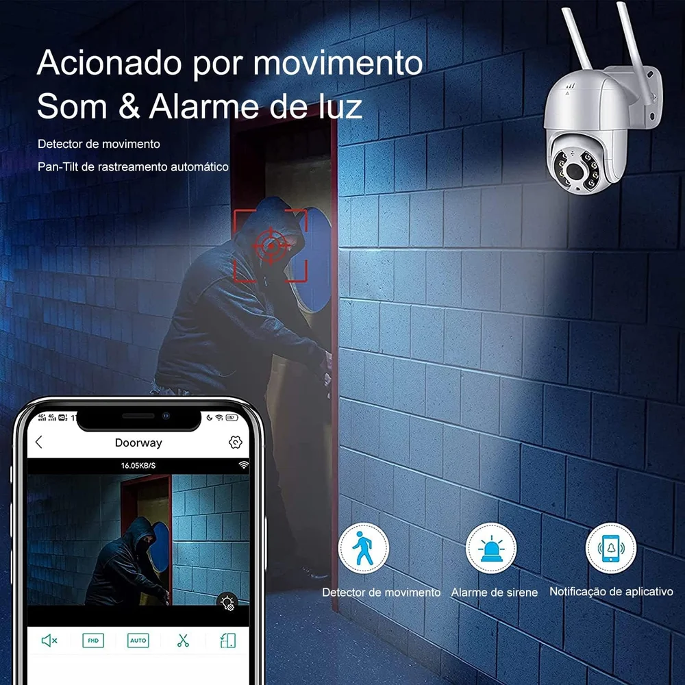 Imagem 5 de 5 do produto Câmera Segurança Wifi Ip Full Hd Externa Prova Dágua Yoosee