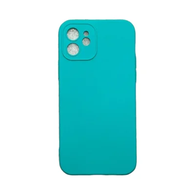 Capa Iphone 12 Silicone Aveludada Protege Câmera Colorida Capinha Anti Impacto Iphone 12:verde Água