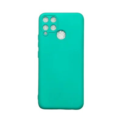 Capa Realme C15 Silicone Aveludada Protege Câmera Fechado Colorida Capinha Anti Impacto Realme C15:verde Água
