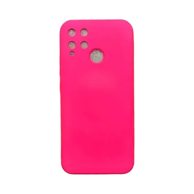 Capa Realme C15 Silicone Aveludada Protege Câmera Fechado Colorida Capinha Anti Impacto Realme C15:pink