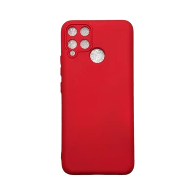 Capa Realme C15 Silicone Aveludada Protege Câmera Fechado Colorida Capinha Anti Impacto Realme C15:vermelho