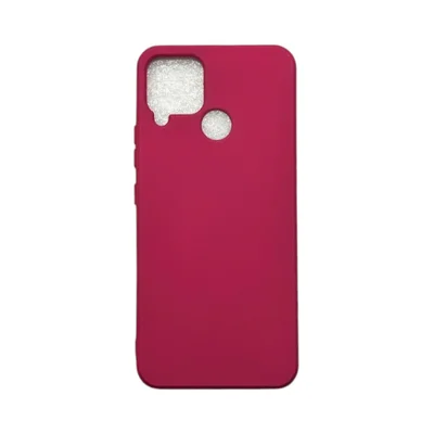 Capa Realme C15 Silicone Aveludada Câmera Aberta Colorida Capinha Anti Impacto Realme C15:vinho