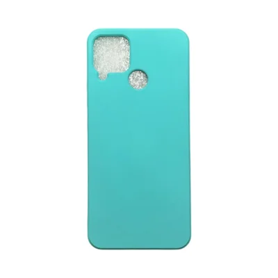 Capa Realme C15 Silicone Aveludada Câmera Aberta Colorida Capinha Anti Impacto Realme C15:verde Água