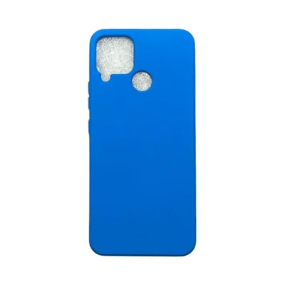 Capa Realme C15 Silicone Aveludada Câmera Aberta Colorida Capinha Anti Impacto Realme C15:azul
