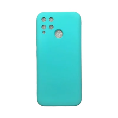 Capa Realme C15 Silicone Aveludada Protege Câmera Fechado Colorida Capinha Anti Impacto Realme C15:turquesa