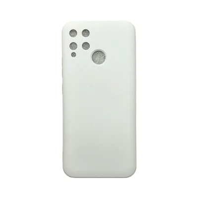 Capa Realme C15 Silicone Aveludada Protege Câmera Fechado Colorida Capinha Anti Impacto Realme C15:branco