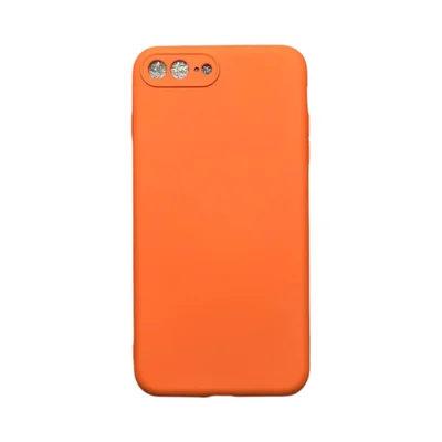 Capa Iphone 7 Plus / 8 Plus Silicone Aveludada Protege Câmera Colorida Capinha Anti Impacto Iphone 7 Plus:laranja