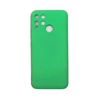 Capa Realme C15 Silicone Aveludada Protege Câmera Fechado Colorida Capinha Anti Impacto Realme C15:verde
