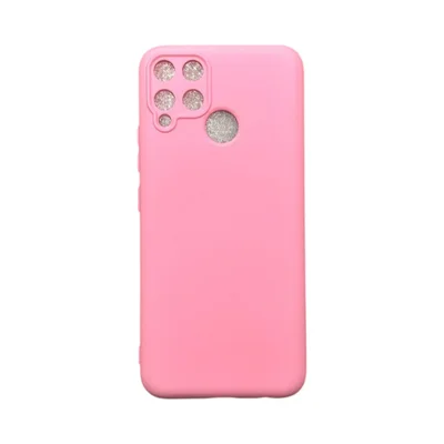 Capa Realme C15 Silicone Aveludada Protege Câmera Fechado Colorida Capinha Anti Impacto Realme C15:rosa Bebê