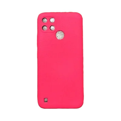 Capa Realme C21y / C25y Silicone Aveludada Protege Câmera Colorida Capinha Anti Impacto C21y / C25y:rosa Shock