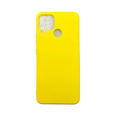 Capa Realme C15 Silicone Aveludada Câmera Aberta Colorida Capinha Anti Impacto Realme C15:amarelo