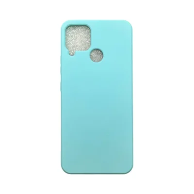 Capa Realme C15 Silicone Aveludada Câmera Aberta Colorida Capinha Anti Impacto Realme C15:turquesa