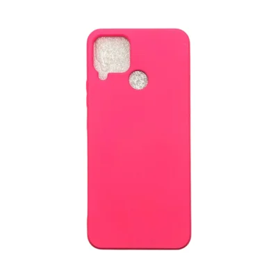 Capa Realme C15 Silicone Aveludada Câmera Aberta Colorida Capinha Anti Impacto Realme C15:rosa Escuro