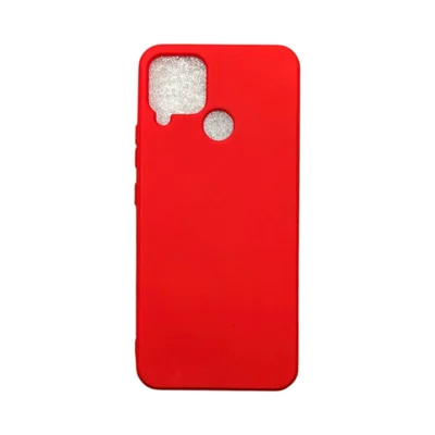 Capa Realme C15 Silicone Aveludada Câmera Aberta Colorida Capinha Anti Impacto Realme C15:vermelho