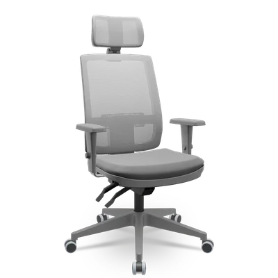 Cadeira Brizza 3d Backplax Nr17 Poliéster Cinza Plaxmetal