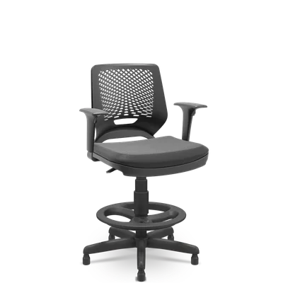 Cadeira Caixa Beezi Standard Plaxmetal Braços Reg Preta