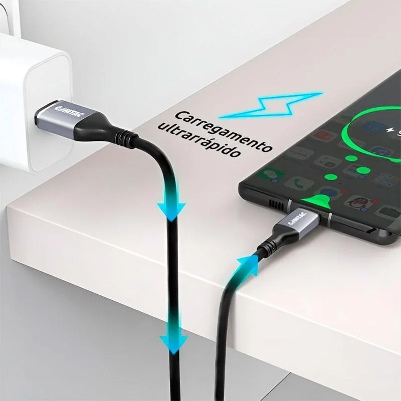 Imagem 3 de 4 do produto Cabo Usb-c - 1 Metro - Carregamento Rapido - Pd100w - Preto - Comtac 20129478