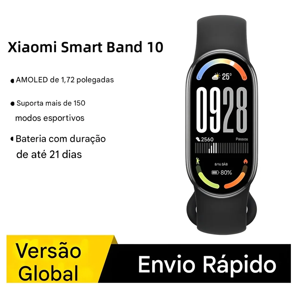 Imagem 2 de 5 do produto Relógio Inteligente Smartwatch Smart Band Xiaomi Mi Band 10 M2459b1 Bluetooth Versão Global - Preto