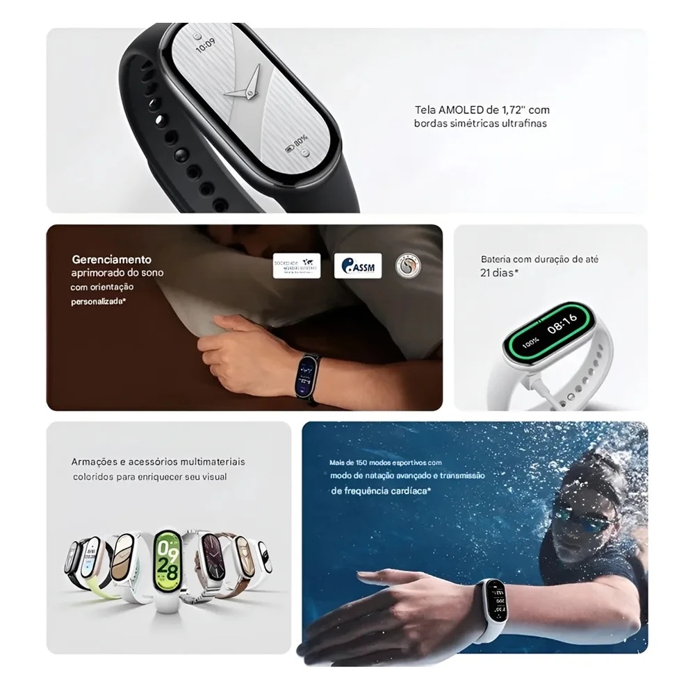 Imagem 4 de 5 do produto Relógio Inteligente Smartwatch Smart Band Xiaomi Mi Band 10 M2459b1 Bluetooth Versão Global - Preto