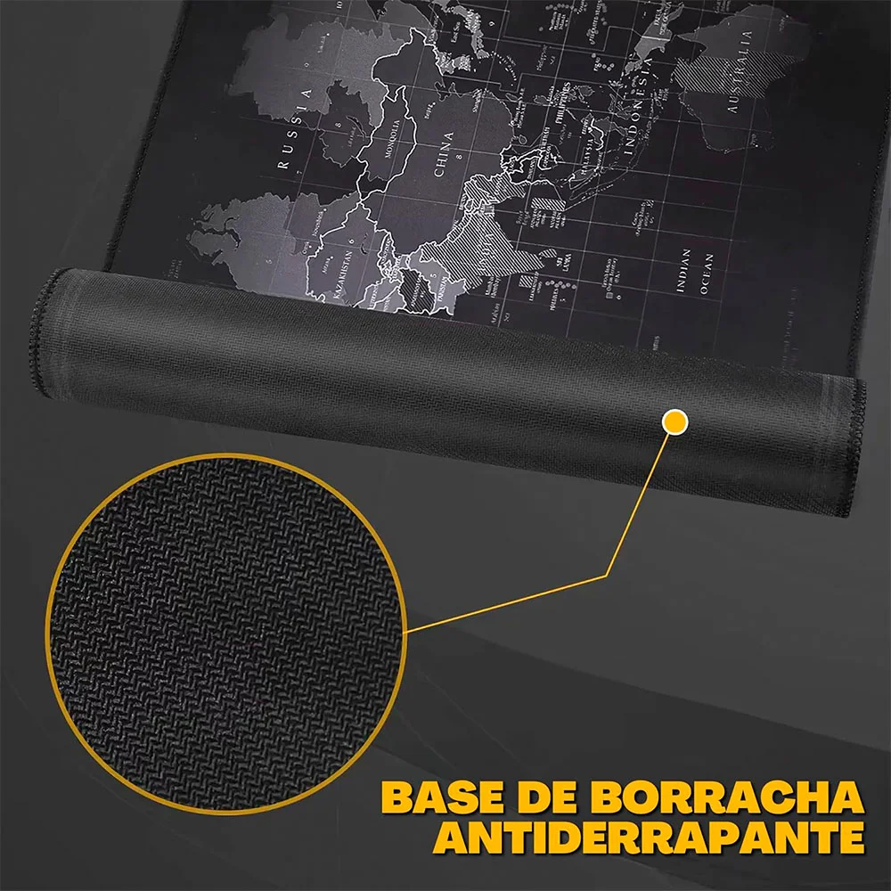 Mouse Pad Gamer Pad Profissional Premium, Com Borda Costurada 700x350x3. Mapa Mundi, Preto Mouse Pad Gamer Pad Profissional Premium, Com Borda Costurada 700x350x3. Mapa Mundi, Preto