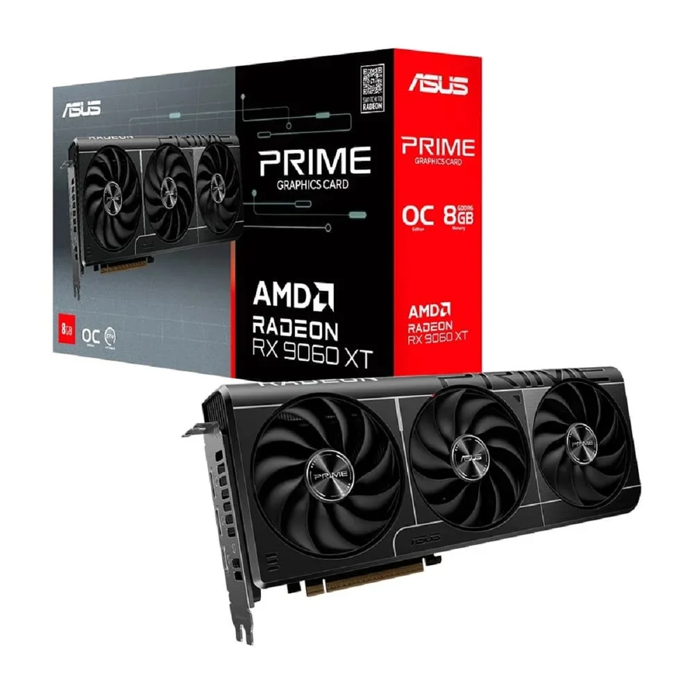 Placa De Vídeo Asus Prime Rx 9060 Xt Oc 8g Amd Radeon, 8GB, Gddr6, 128bits