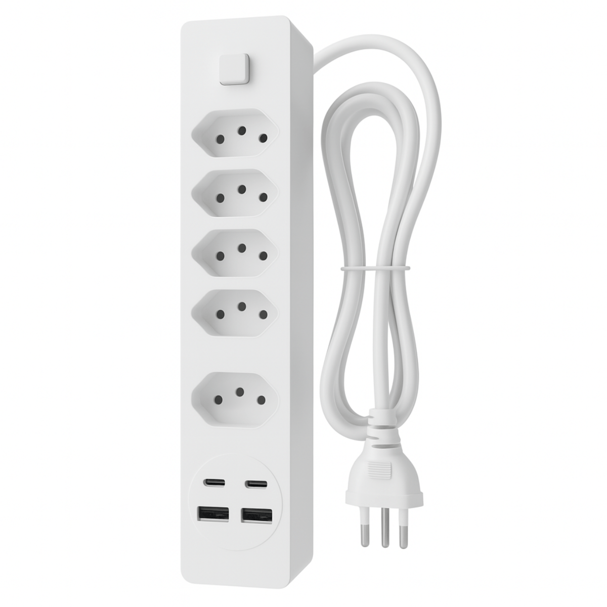 Extensão 2 Metros Filtro Linha 5 Tomadas + 2 Usb + 2 Tipo C