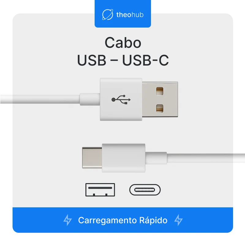 Imagem 2 de 5 do produto Cabo Usb P/ Tipo C Carga Rápida 20w 3a 1m Branco Carregador