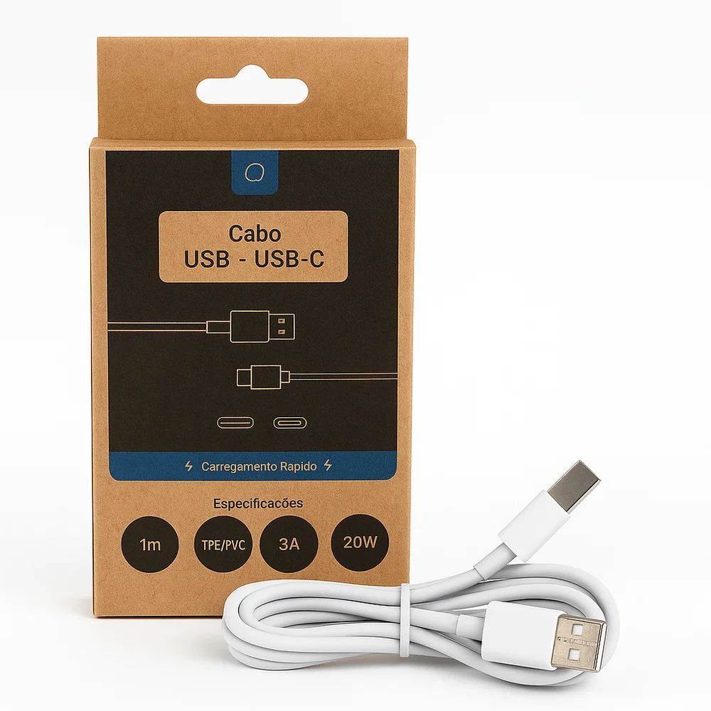Imagem 4 de 5 do produto Cabo Usb P/ Tipo C Carga Rápida 20w 3a 1m Branco Carregador