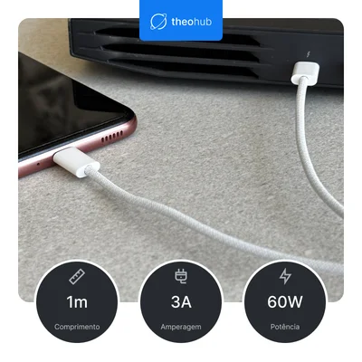 Cabo Usb-c P/ Usb-c Nylon 1m - Carregador Rápido — foto 3