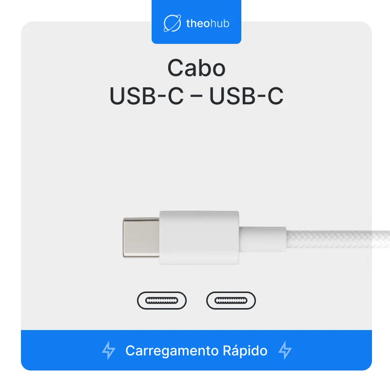 Imagem 2 de 5 do produto Cabo Usb-c P/ Usb-c Nylon 1m - Carregador Rápido - Branco