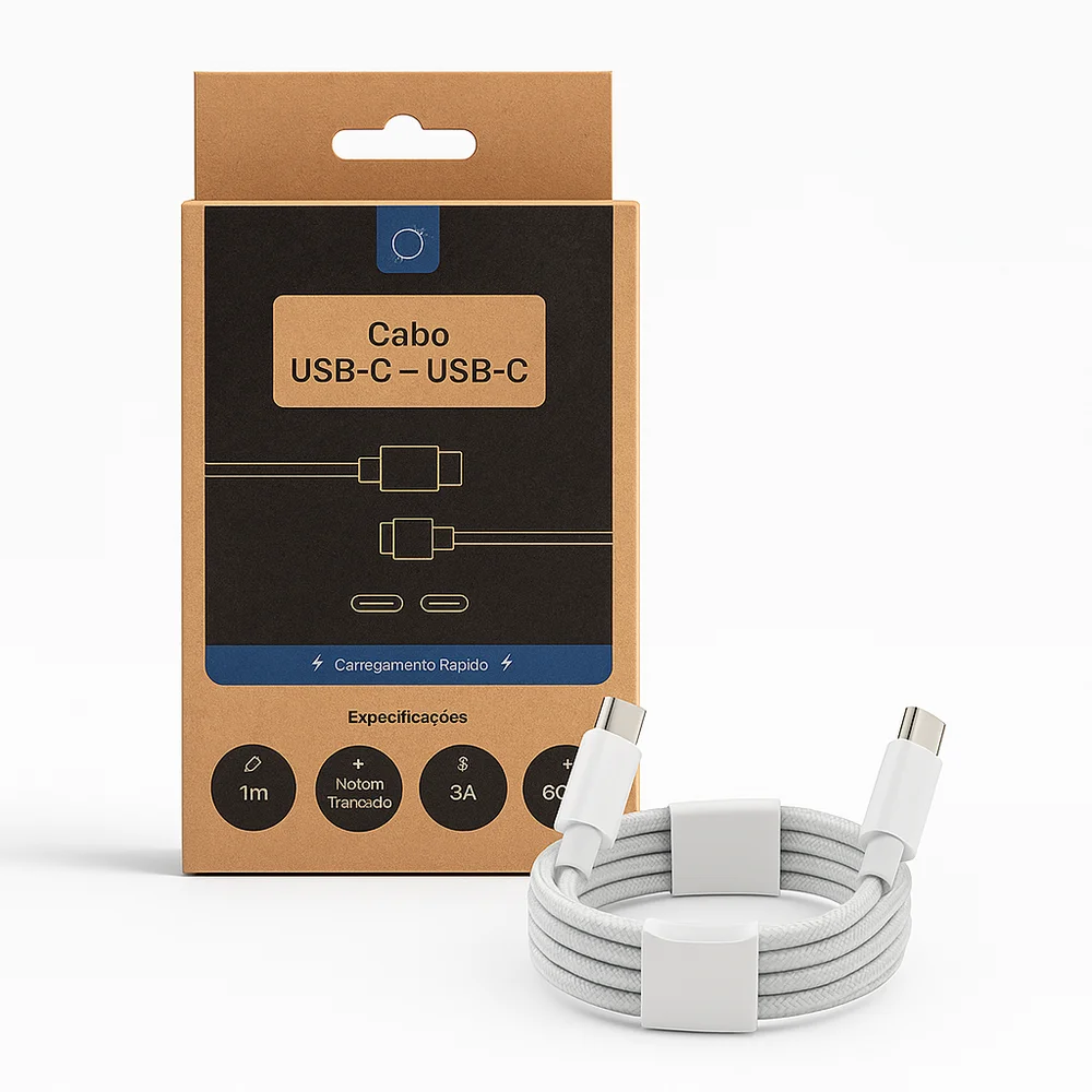 Imagem 4 de 5 do produto Cabo Usb-c P/ Usb-c Nylon 1m - Carregador Rápido - Branco