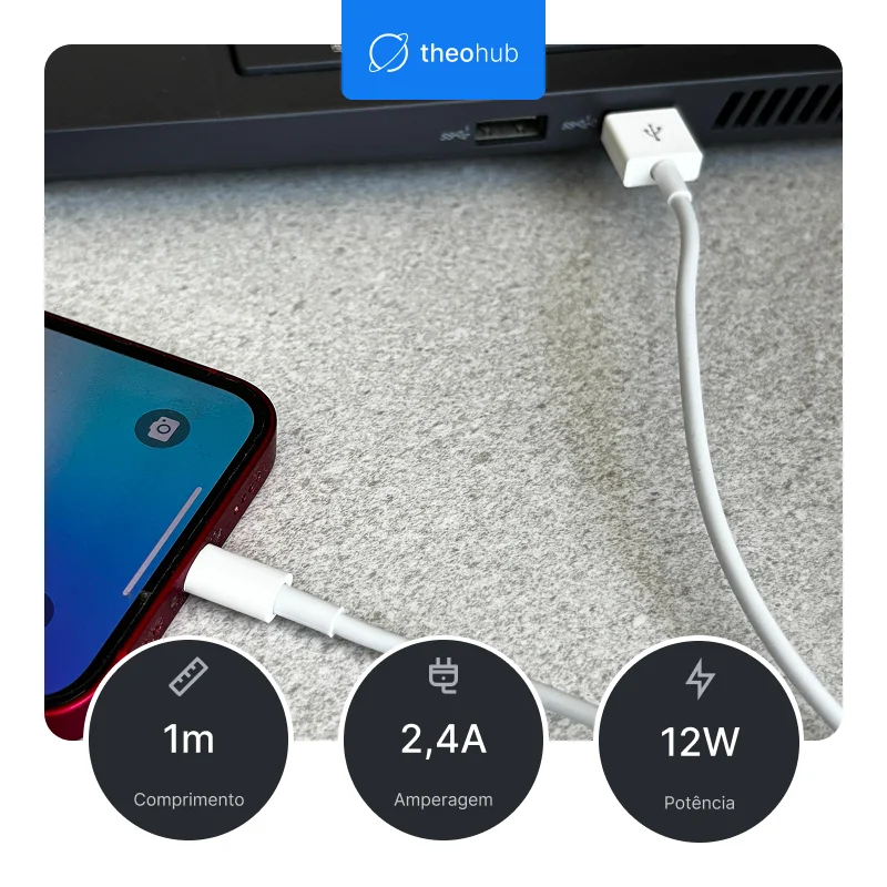 Imagem 5 de 5 do produto Cabo Carregador Turbo Para Iphone 20w 2.4a Rápido Usb Branco