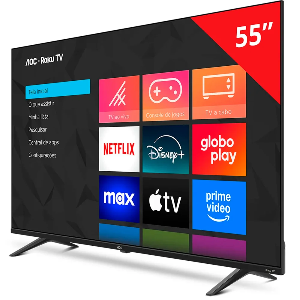Imagem 3 de 5 do produto Smart Tv 55", Aoc, 4k Uhd, Roku, Hdr10, Wi-fi - 55u7045/78g