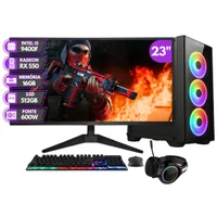 "PC Gamer Completo Bluepc Rush - Intel Core i5 9400f 16gb Ddr4 Radeon Rx 550 4gb SSD 512gb Monitor 23"" 75hz Full Hd - Pgbp-rus1054"