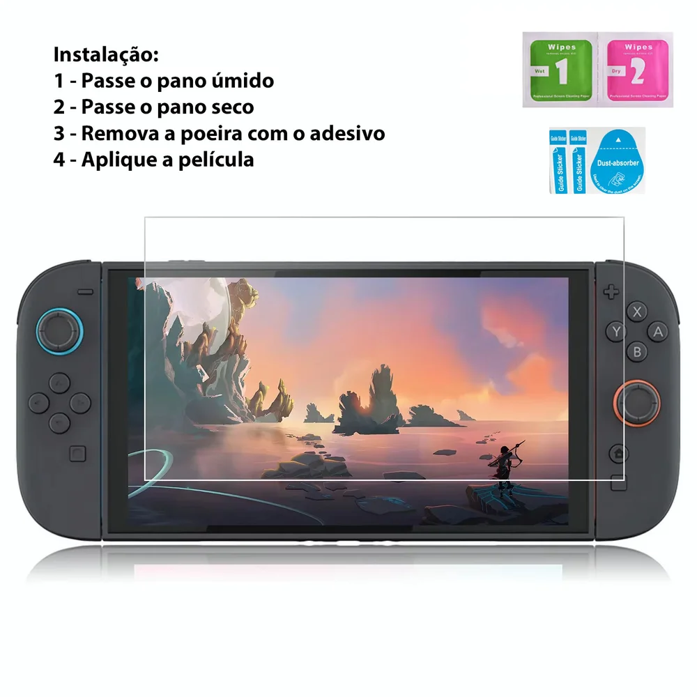 Película De Vidro Nintendo Switch 2 Ns2 Premium Anti-risco Película De Vidro Nintendo Switch 2 Ns2 Premium Anti-risco