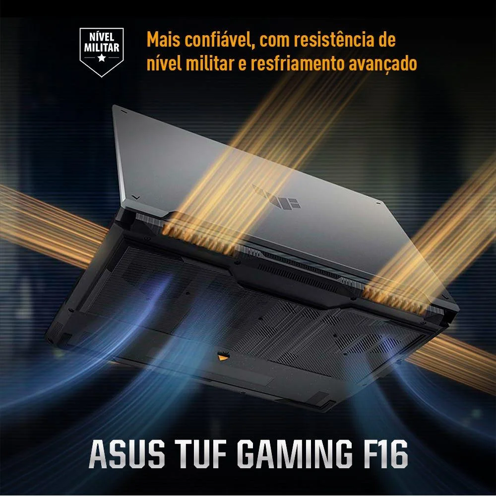Imagem 3 de 5 do produto Notebook Asus Tuf Gaming F16 Fx607vj Nvidia RTX 3050 Intel Core 5 210h 16gb Ram 512gb SSD WINDOWS 11 Home Tela 16" Nível Ips 144hz Cinza - Rl007w