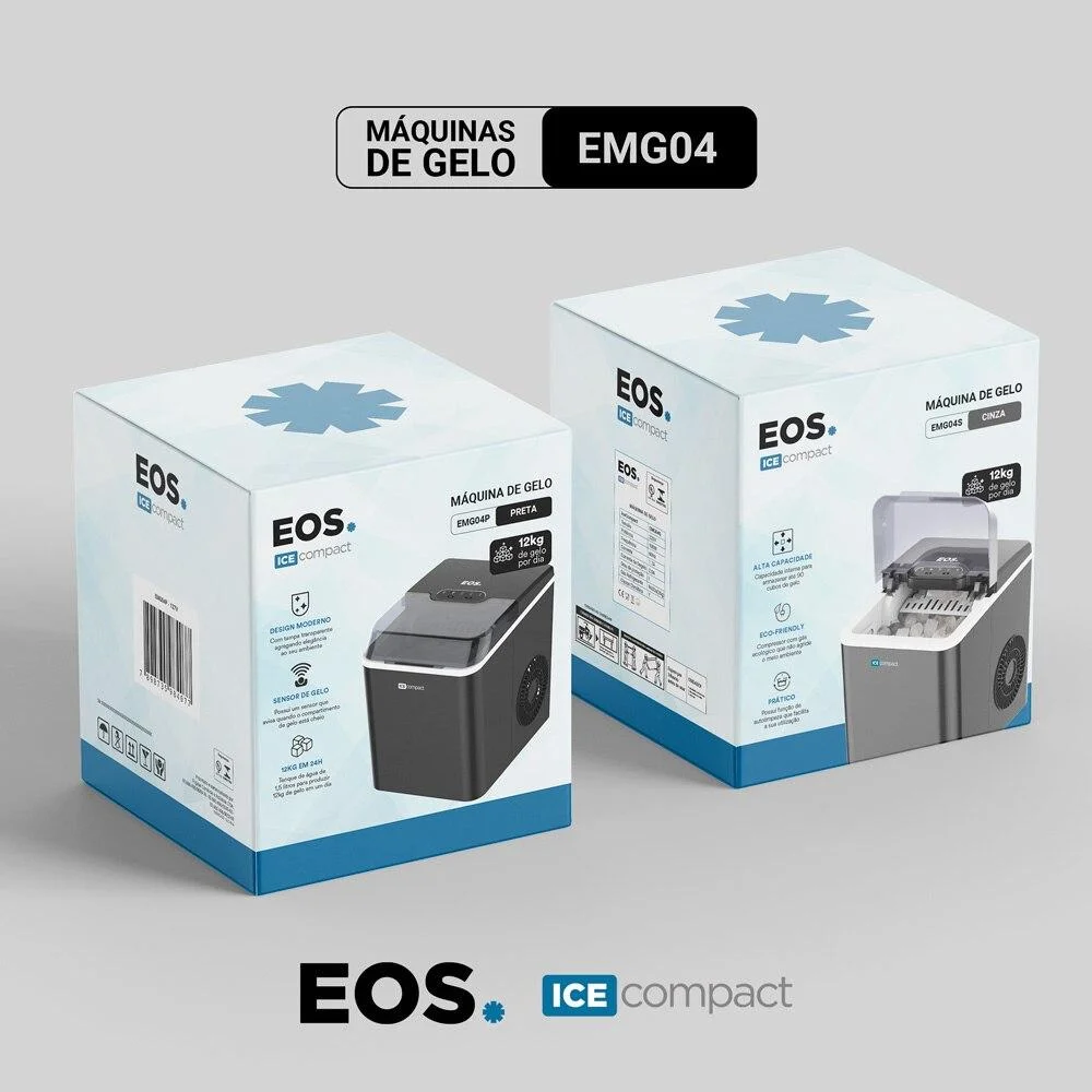 Imagem 3 de 5 do produto Máquina De Gelo 12kg Eos Ice Compact Emg04t Cinza 110v