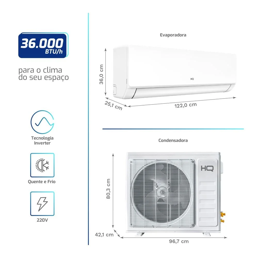 Imagem 5 de 5 do produto Ar Condicionado Split Hq Hi Wall Inverter 36.000 Btu/h Quente E Frio Monofásico Branco Viht36ch3s2s723 220v