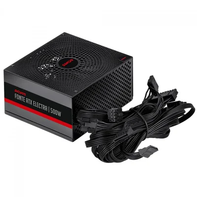 Fonte Gamer PCyes Electra 500w Pfc Ativo Preto Elec500w