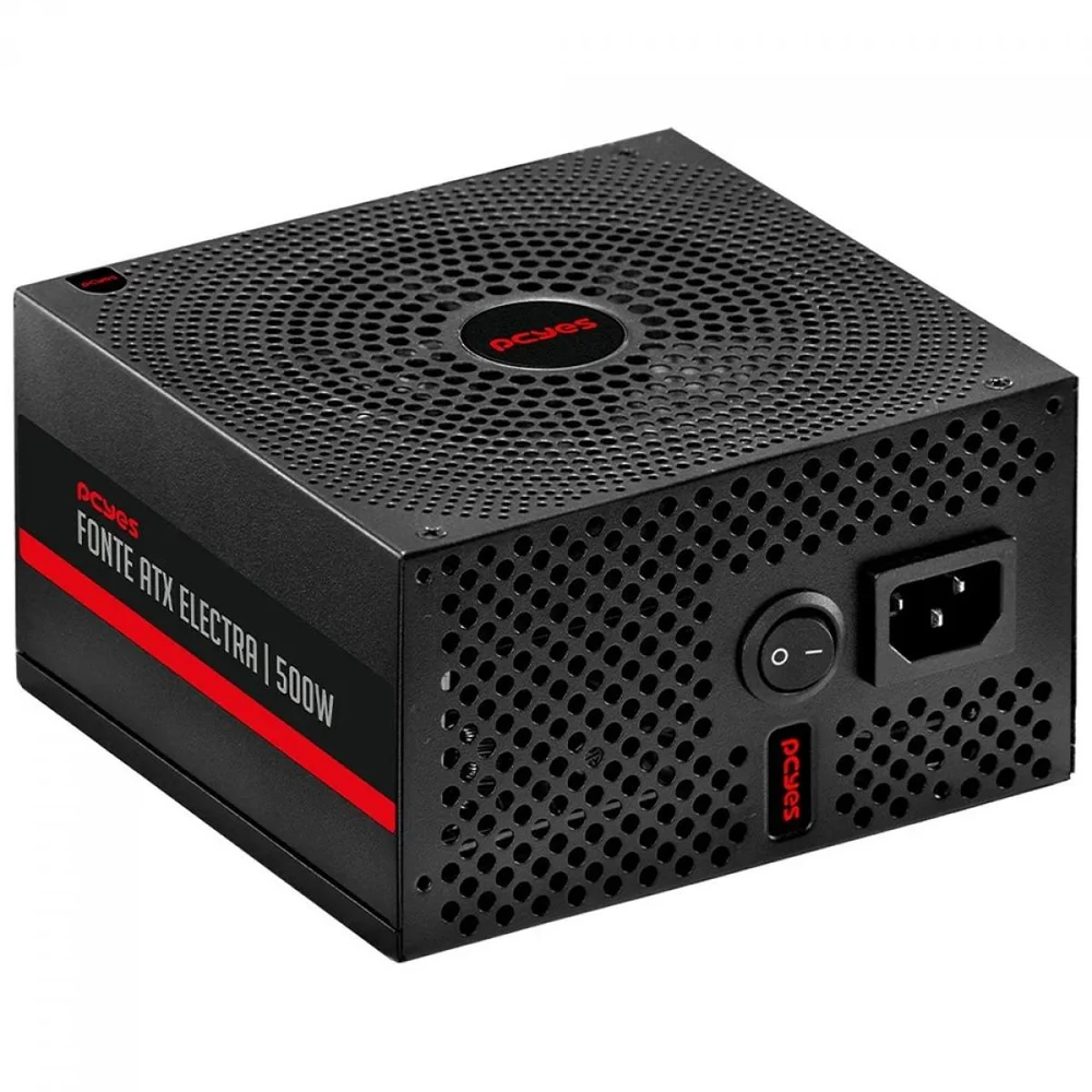 Fonte PCyes Electra, 500w, Pfc Ativo, Preto, Elec500w