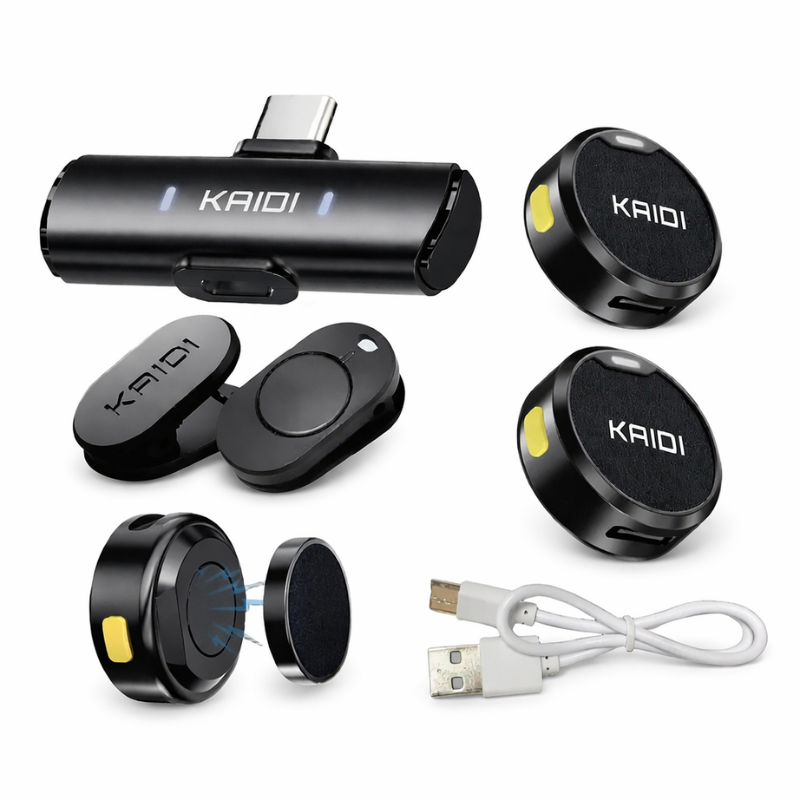 Microfone Sem Fio Duplo Lapela Compatível Para Tipo-c, Com Cancelamento De Ruído Kmf4-c