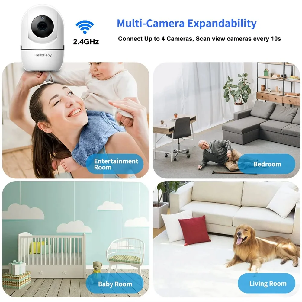 Imagem 2 de 5 do produto Babá Eletrônica Hellobaby Hb65-2 Monitor Bebê 3.2 Branco
