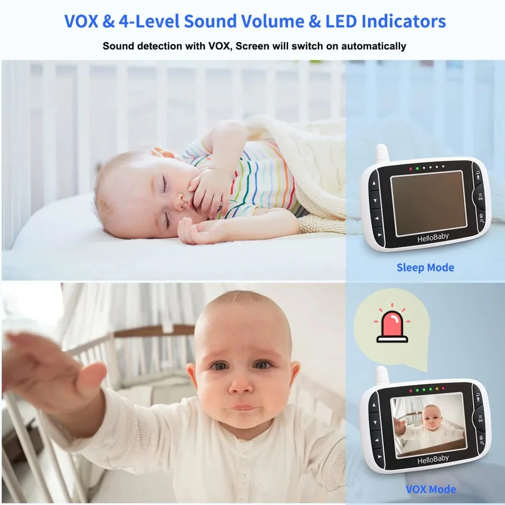 Imagem 3 de 5 do produto Babá Eletrônica Hellobaby Hb65-2 Monitor Bebê 3.2 Branco