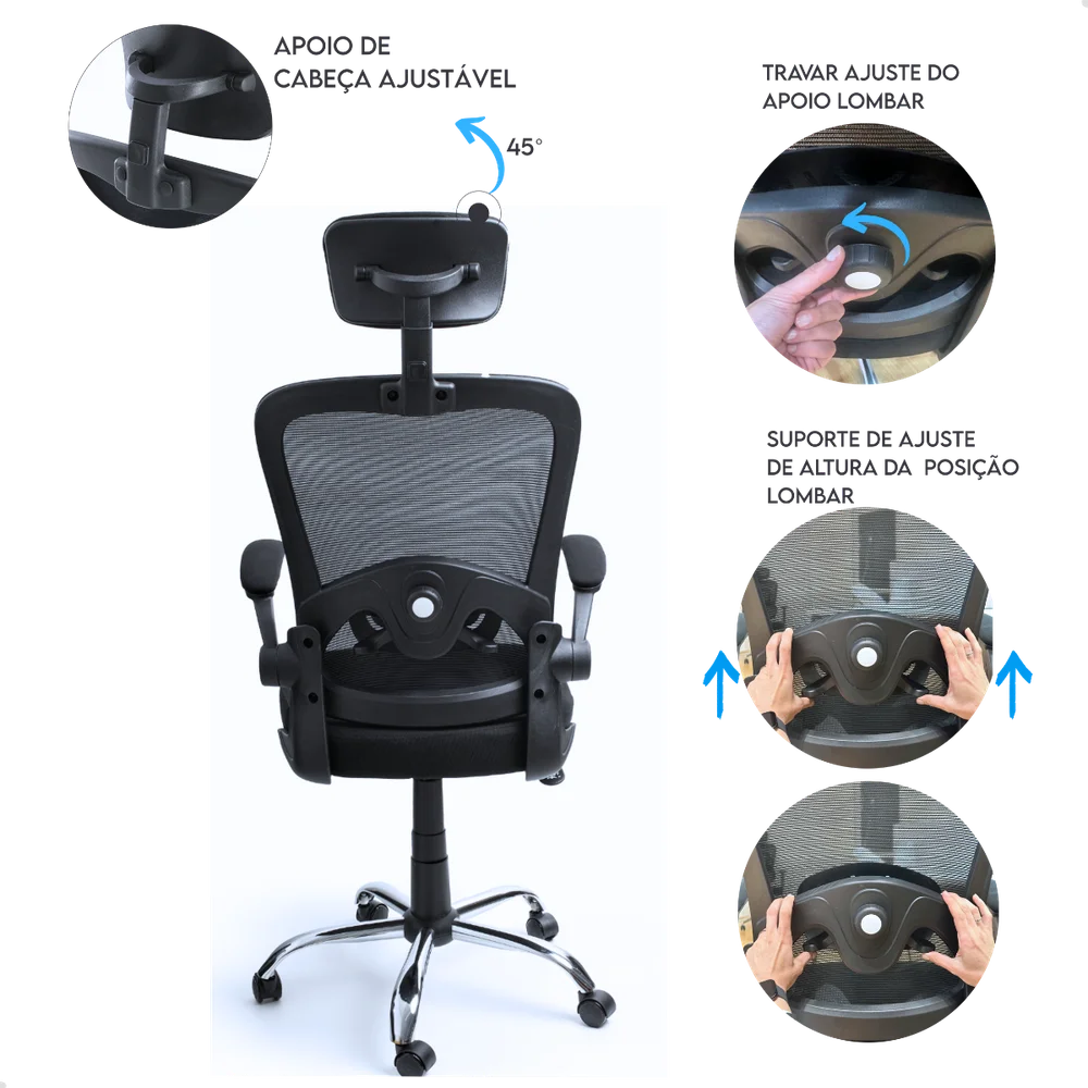 Cadeira De Escritorio Presidente Giratória Ergonômica Mesh Cadeira De Escritorio Presidente Giratória Ergonômica Mesh