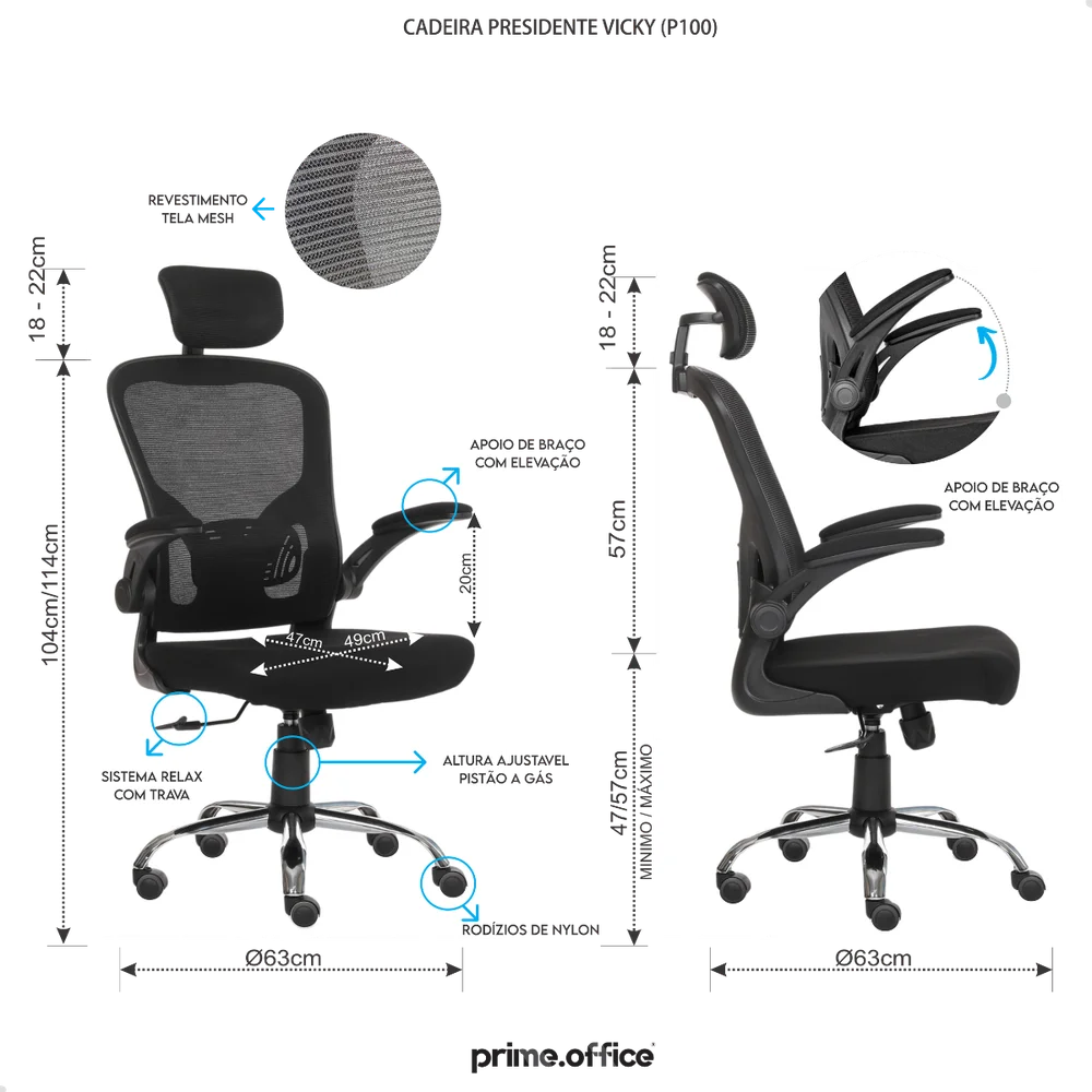 Cadeira De Escritorio Presidente Giratória Ergonômica Mesh Cadeira De Escritorio Presidente Giratória Ergonômica Mesh
