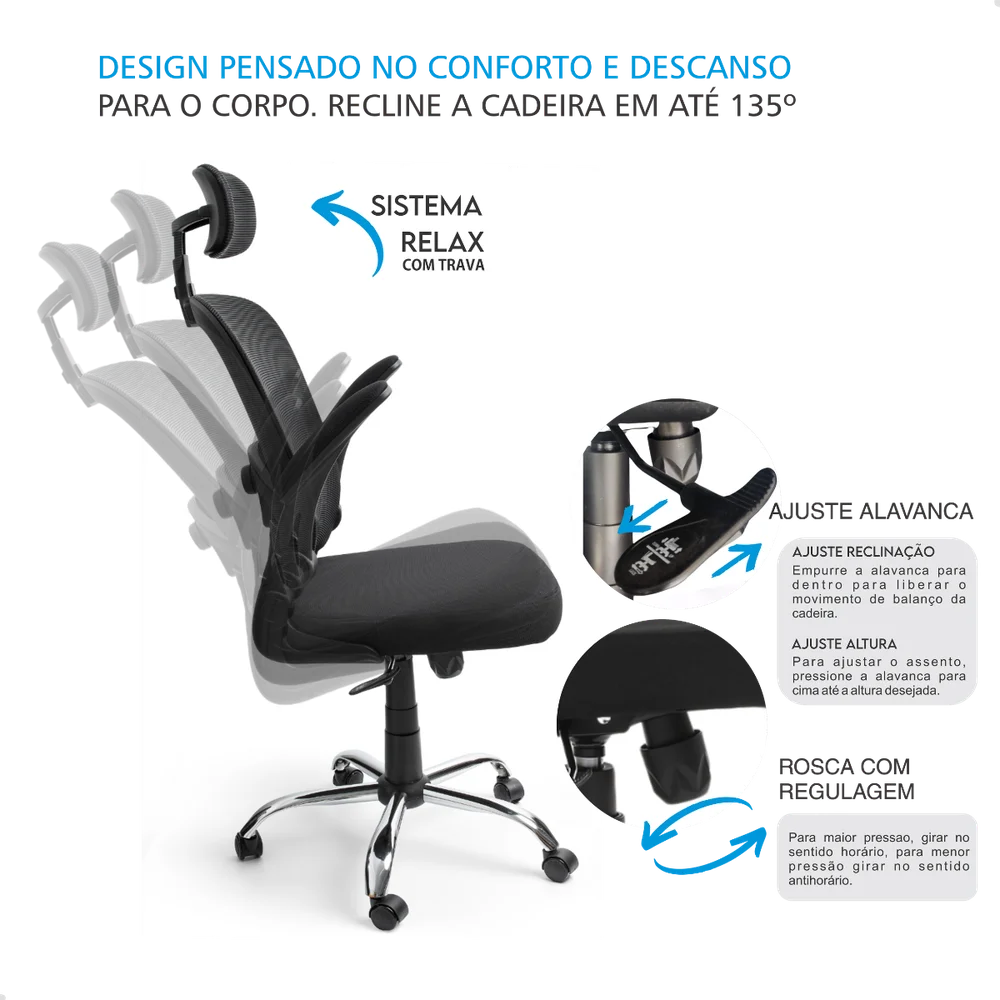 Cadeira De Escritorio Presidente Giratória Ergonômica Mesh Cadeira De Escritorio Presidente Giratória Ergonômica Mesh