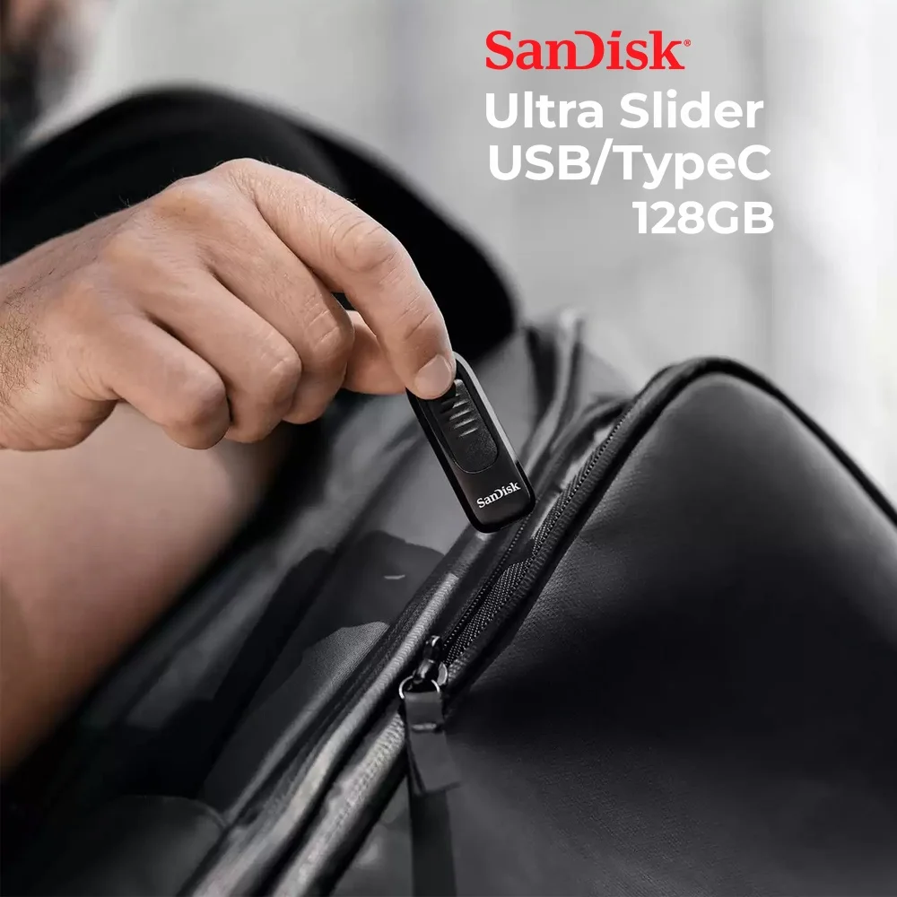 Imagem 3 de 5 do produto Pen Drive Sandisk 128GB Usb C 3.2 Ultra Slider Preto