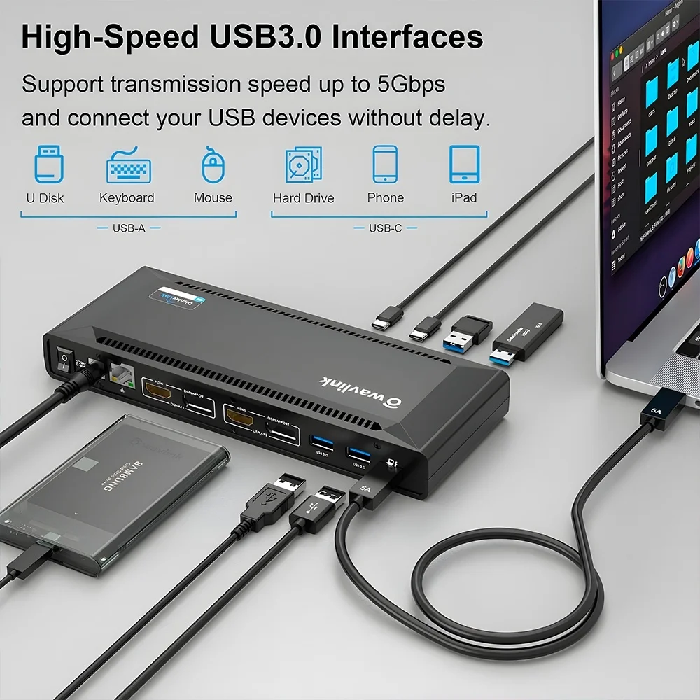 Imagem 5 de 5 do produto Estação Acoplamento Wavlink 13in1 Usb-c/a HDMI 4k Pd100w