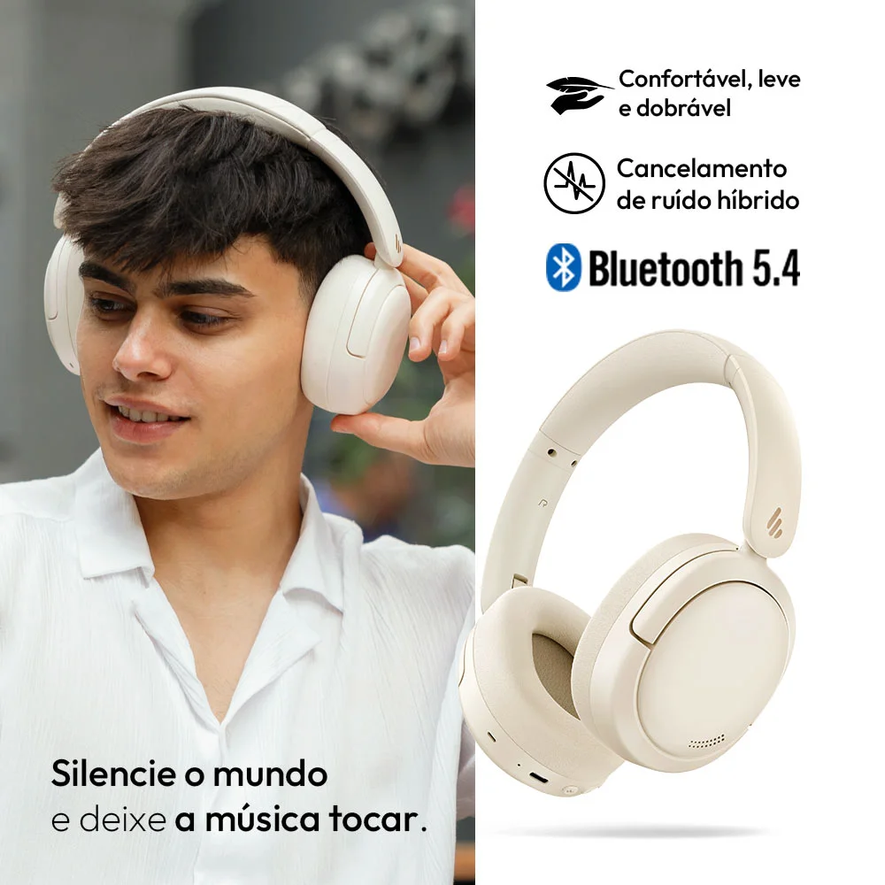Imagem 4 de 5 do produto Fone W800bt Pro Edifier, Cancelamento De Ruído, Hi-res, Bateria 45h, Bluetooth 5.4 - Marfim